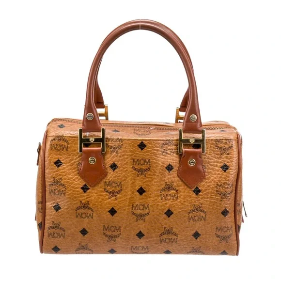 💎AUTHENTIC💎 MCM Cognac Visetos Boston Bag with matching small coin pouch - Picture 6 of 17